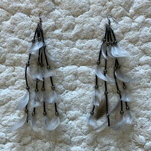 Feather earrings - 7 inches long